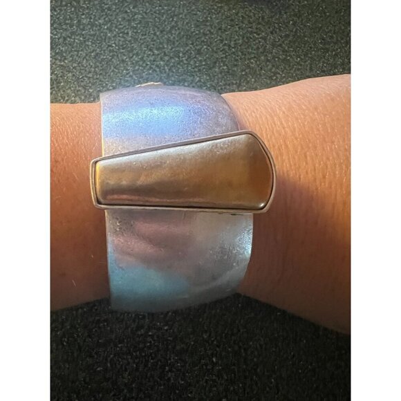 The Sak Silver Metal Cuff Bracelet With Brass Accent: New - Picture 2 of 5
